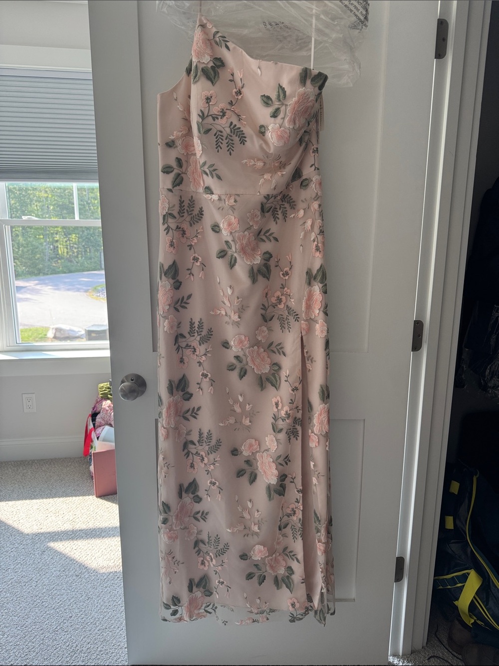 Jenny Yoo Bristol Enchanted Floral Blush Floral One-Shoulder Gown